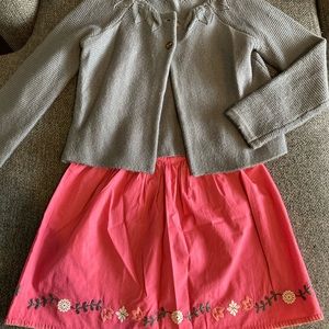 Two piece Hanna Andersson Cardigan & Skirt; 140